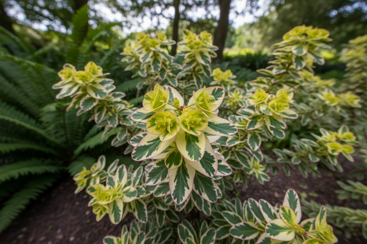Euphorbia ‘Ascot Rainbow’: Variegated Evergreen Spurge